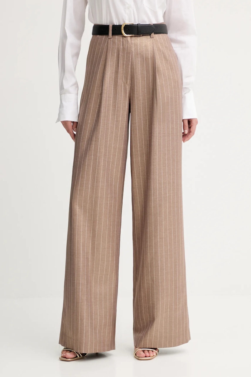 Fracomina pantaloni culoarea bej, lat, high waist, FS25WV3006W479T4