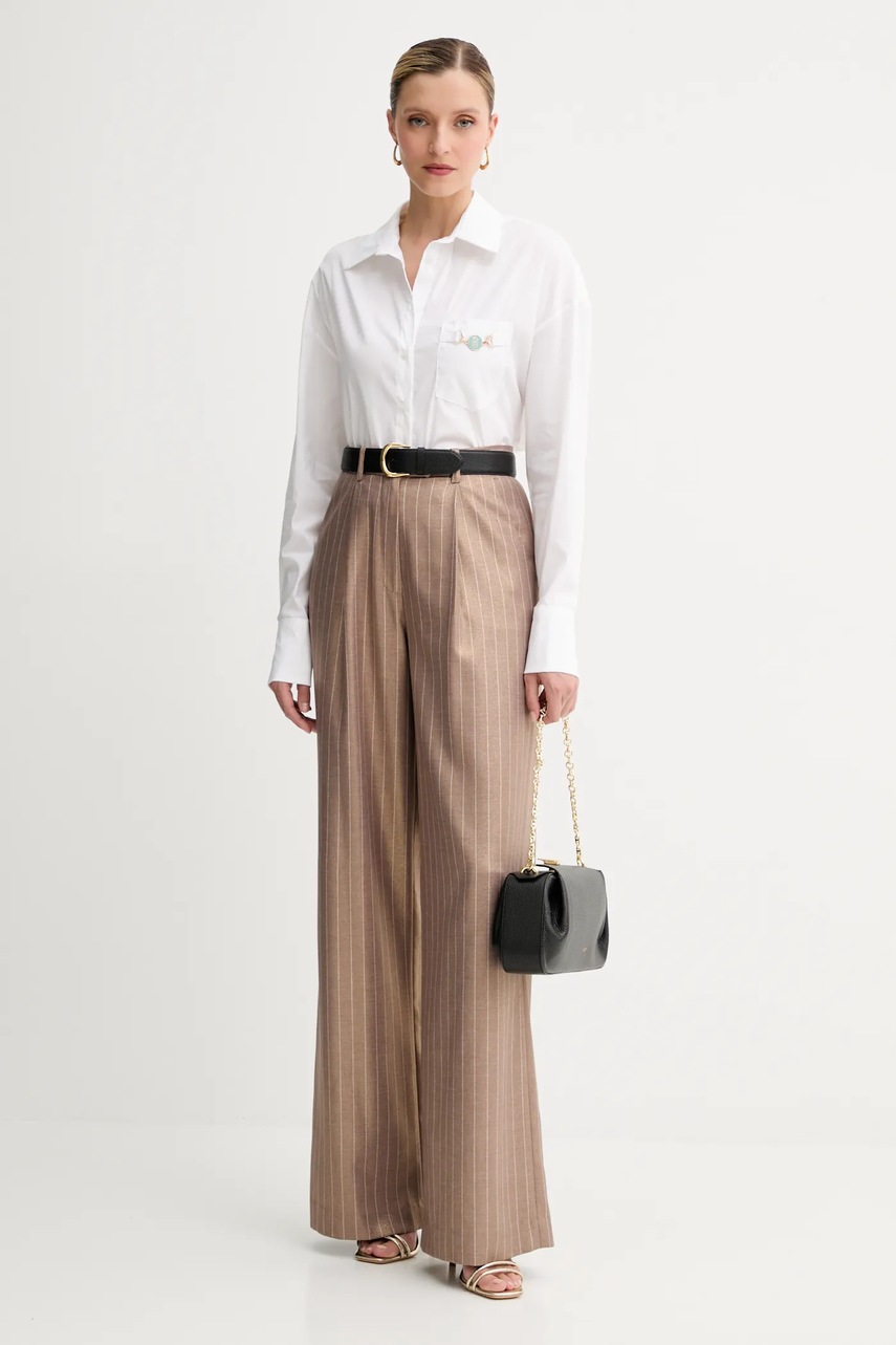 Брюки Fracomina цвет бежевый широкие высокая посадка FS25WV3006W479T4