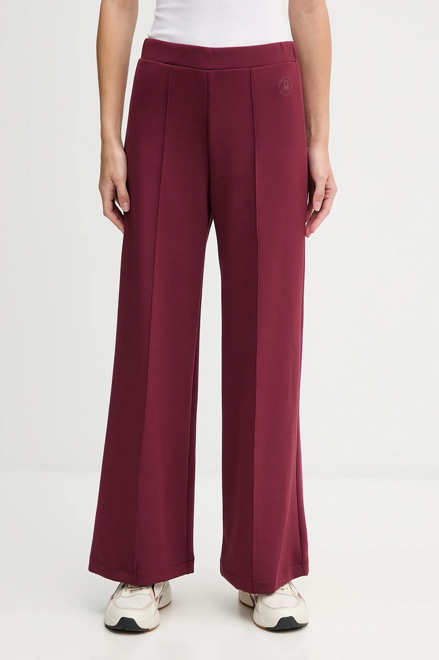 United Colors of Benetton pantaloni de trening culoarea bordo, uni, 3Y2F3F04K