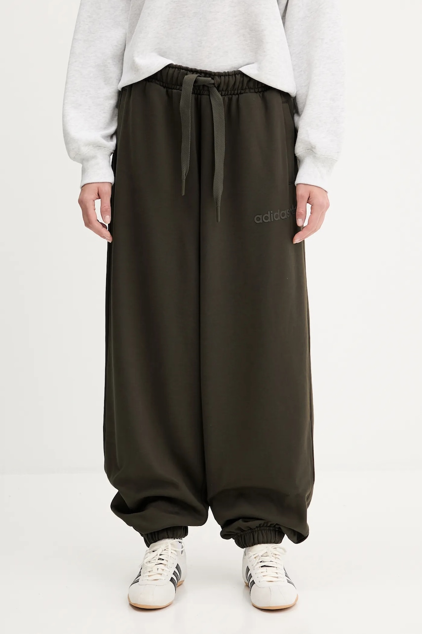 adidas Originals pantaloni de trening din bumbac Essentials culoarea verde, uni, JW0988