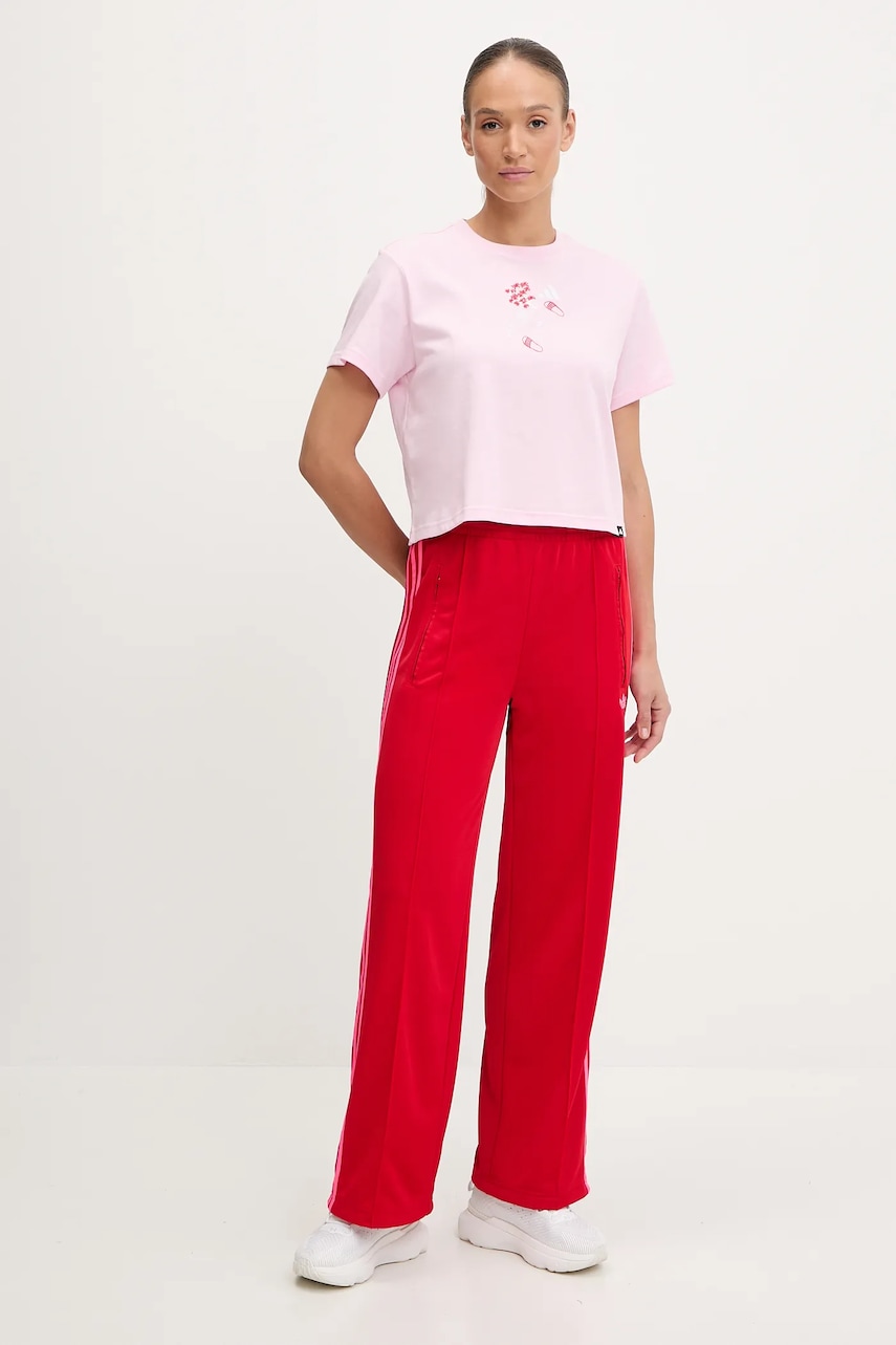 Спортивные штаны adidas Originals Firebird цвет красный узор JW1225 Спортивные штаны adidas Originals Firebird цвет красный узор JW1225