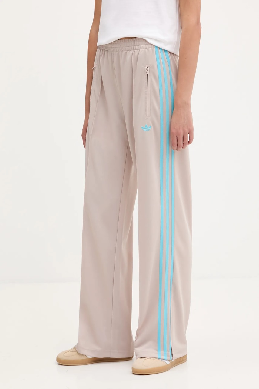 adidas Originals pantaloni de trening Firebird culoarea bej, cu imprimeu, JY2691