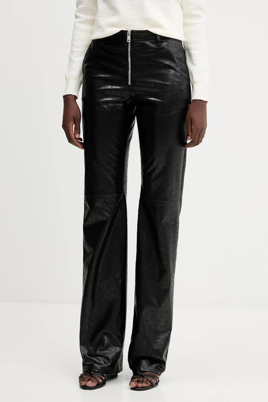 MSGM pantaloni culoarea negru, drept, high waist, 3941MDP11.257616