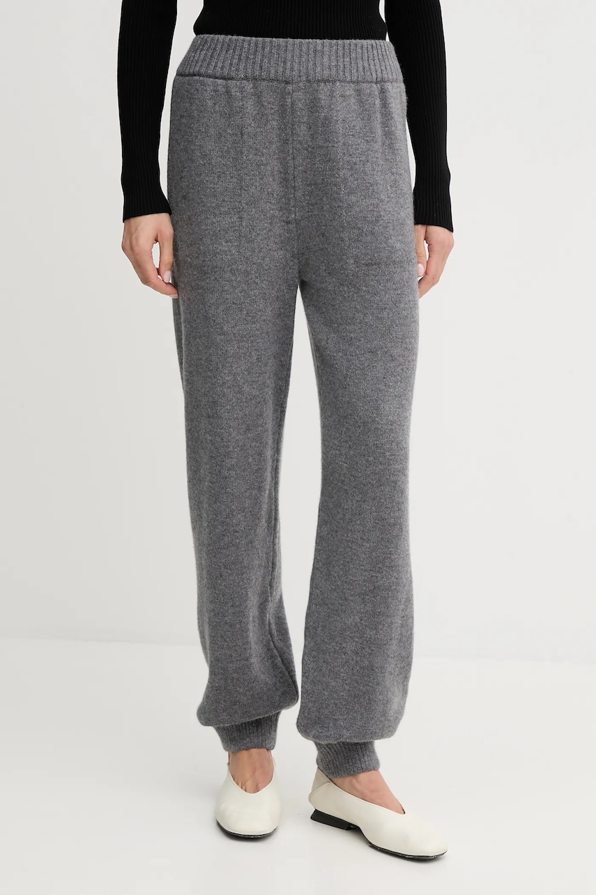 MSGM pantaloni de trening de lână culoarea gri, melanj, 3941MDP190.257785