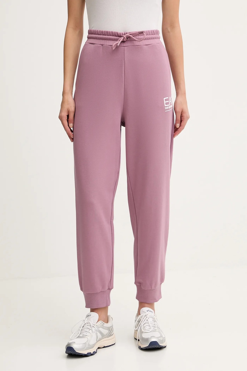 EA7 Emporio Armani pantaloni de trening culoarea roz, cu imprimeu, AF12473.7W000418