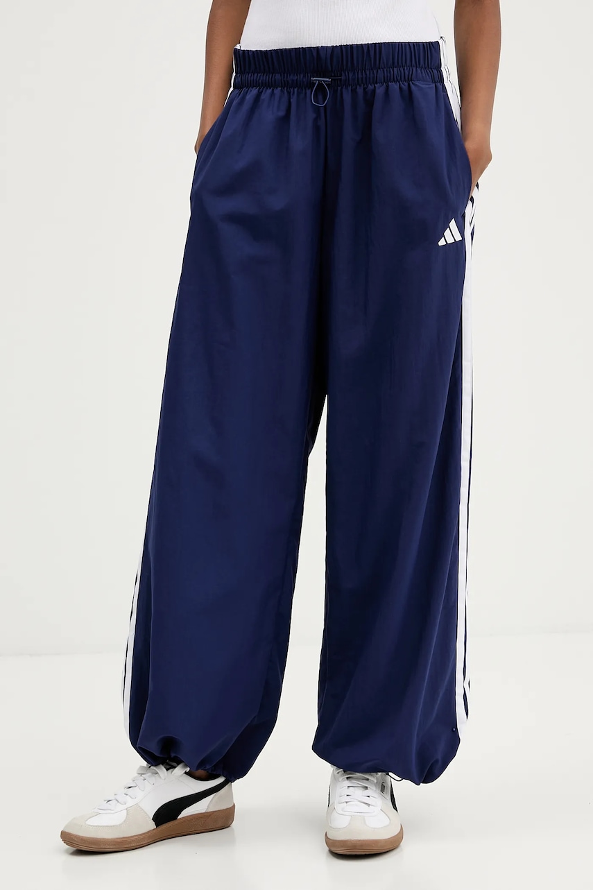 adidas pantaloni de trening Essentials culoarea bleumarin, cu imprimeu, JV5328
