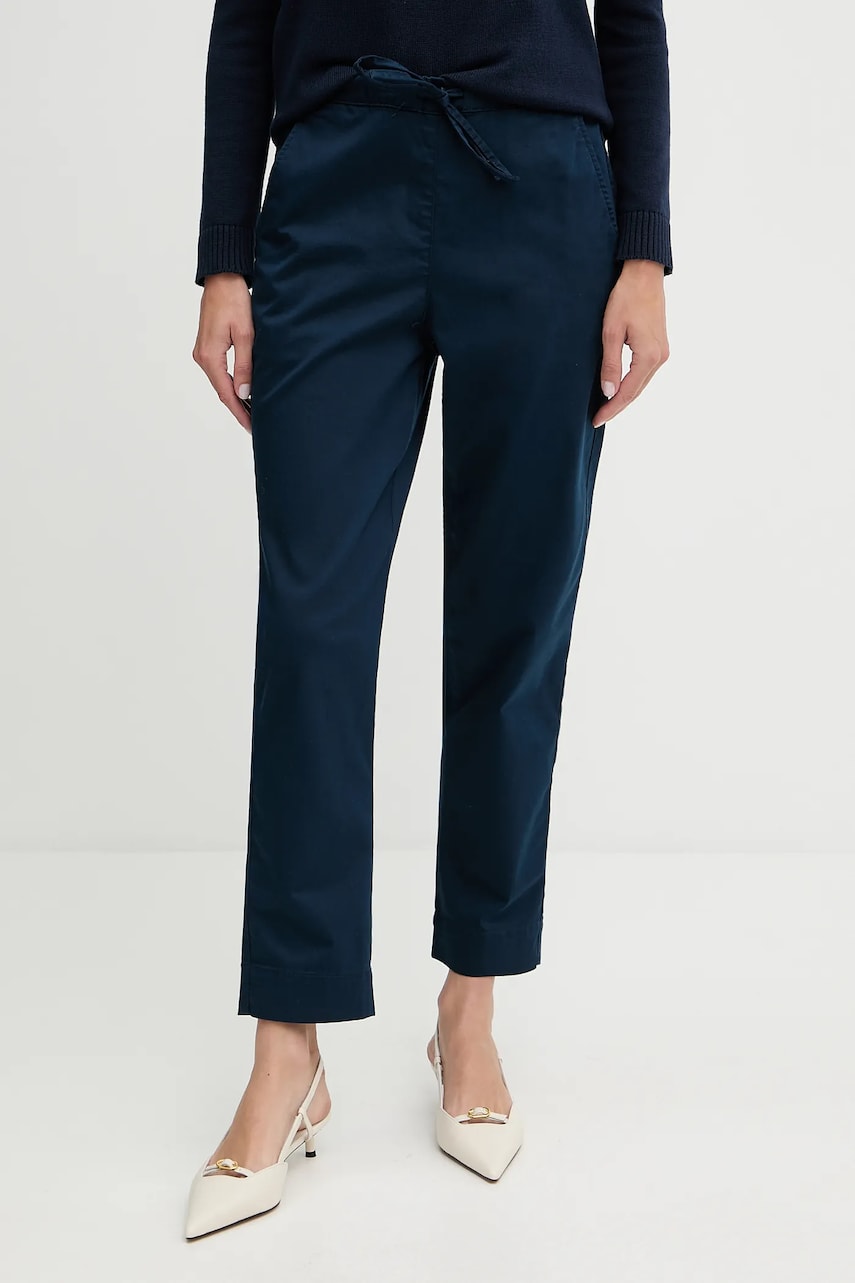 MM pantaloni MARA culoarea bleumarin, drept, high waist, 2526136017600