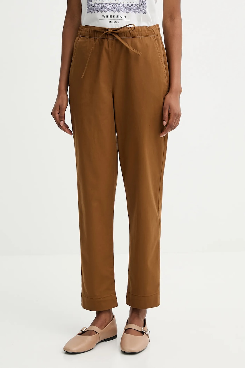 MM pantaloni MARA culoarea maro, drept, high waist, 2526136017600