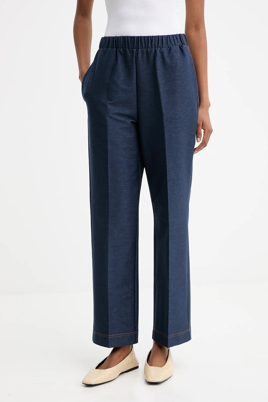 MM pantaloni FEROCE culoarea bleumarin, drept, high waist, 2526786017600