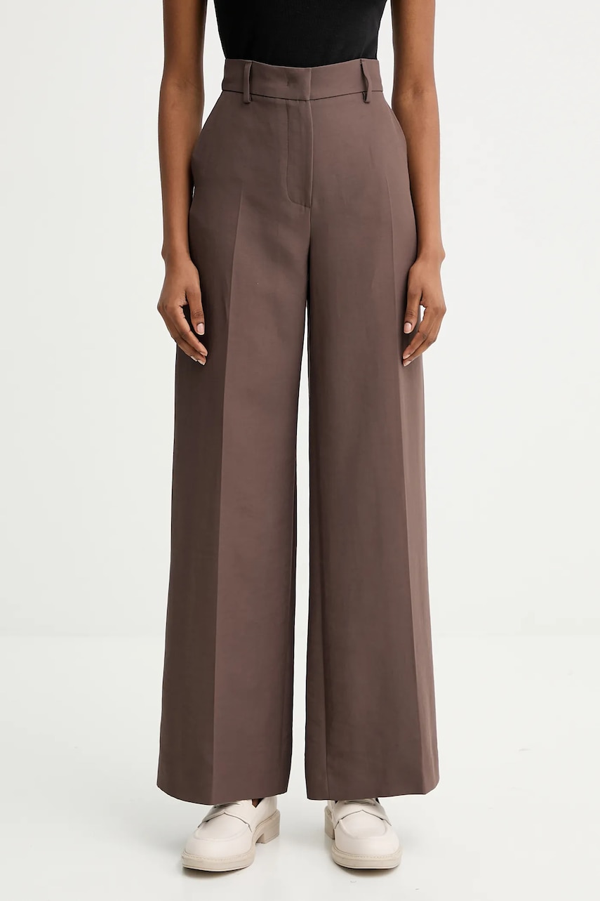 Weekend Max Mara pantaloni BALLO culoarea maro, lat, high waist, 2525136151600