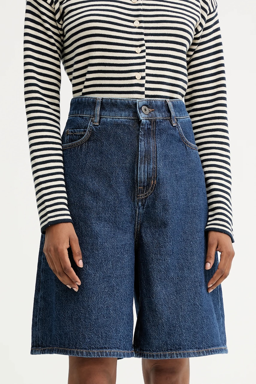 Levně Džínové šortky Weekend Max Mara DONNOLA dámské, tmavomodrá barva, high waist, 2525146021600