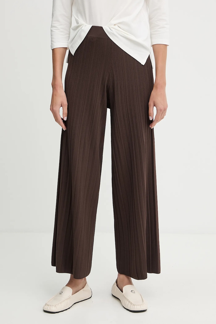 Weekend Max Mara pantaloni SUPERBO culoarea maro, lat, high waist, 2525336011600