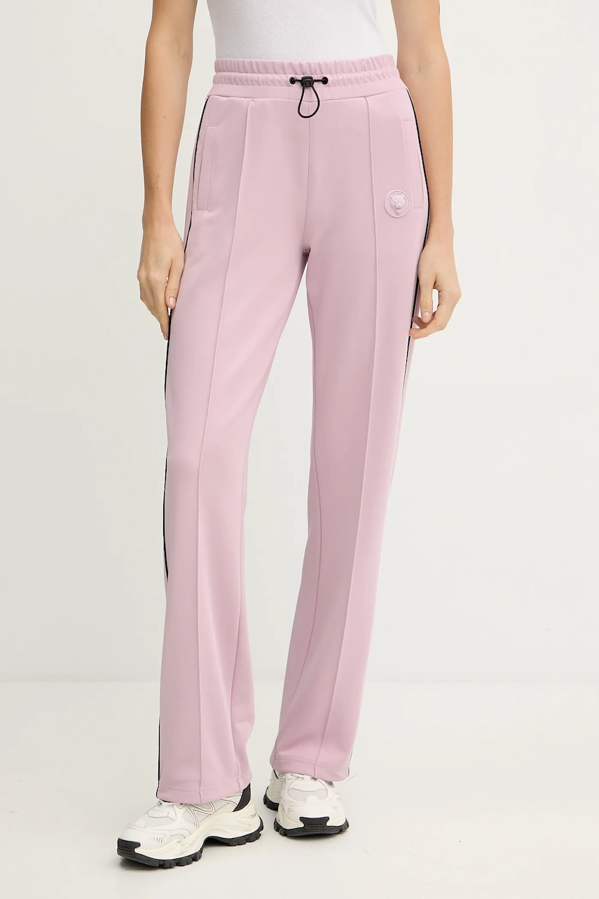 PLEIN SPORT pantaloni de trening culoarea roz, cu imprimeu, FAEC WJT2152 STE003N