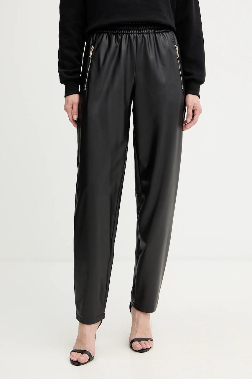 Armani Exchange pantaloni culoarea negru, drept, high waist, XW000681 AF16106