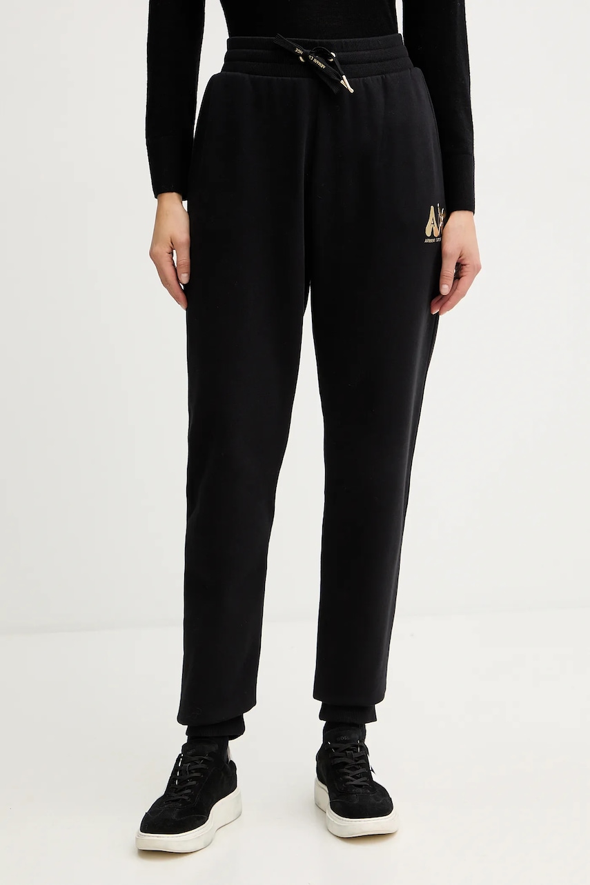 Armani Exchange pantaloni de trening din bumbac culoarea negru, cu imprimeu, XW000808 AF16192
