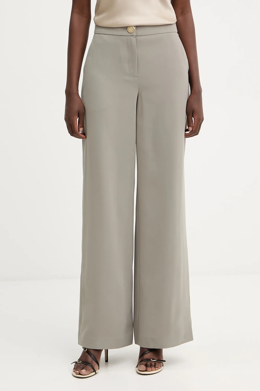 Armani Exchange pantaloni culoarea verde, drept, high waist, XW001264 AF16148