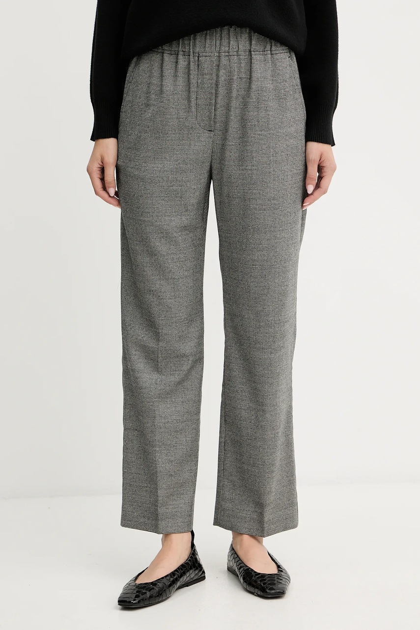 Levně Kalhoty s vlnou Weekend Max Mara HATELEY dámské, černá barva, high waist, 2525136022600