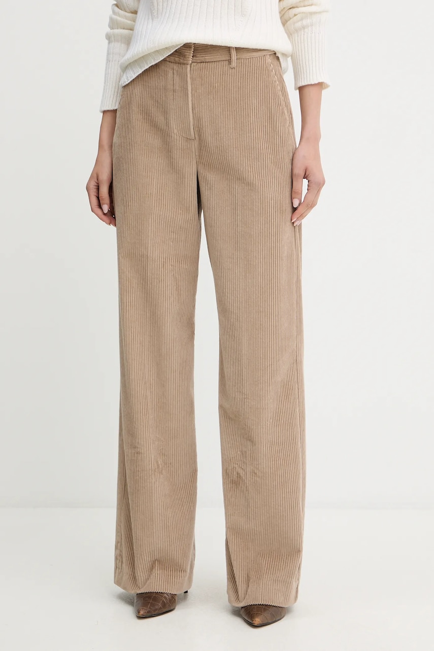 Weekend Max Mara pantaloni de catifea cord TANIA culoarea bej, drept, high waist, 2525136092600