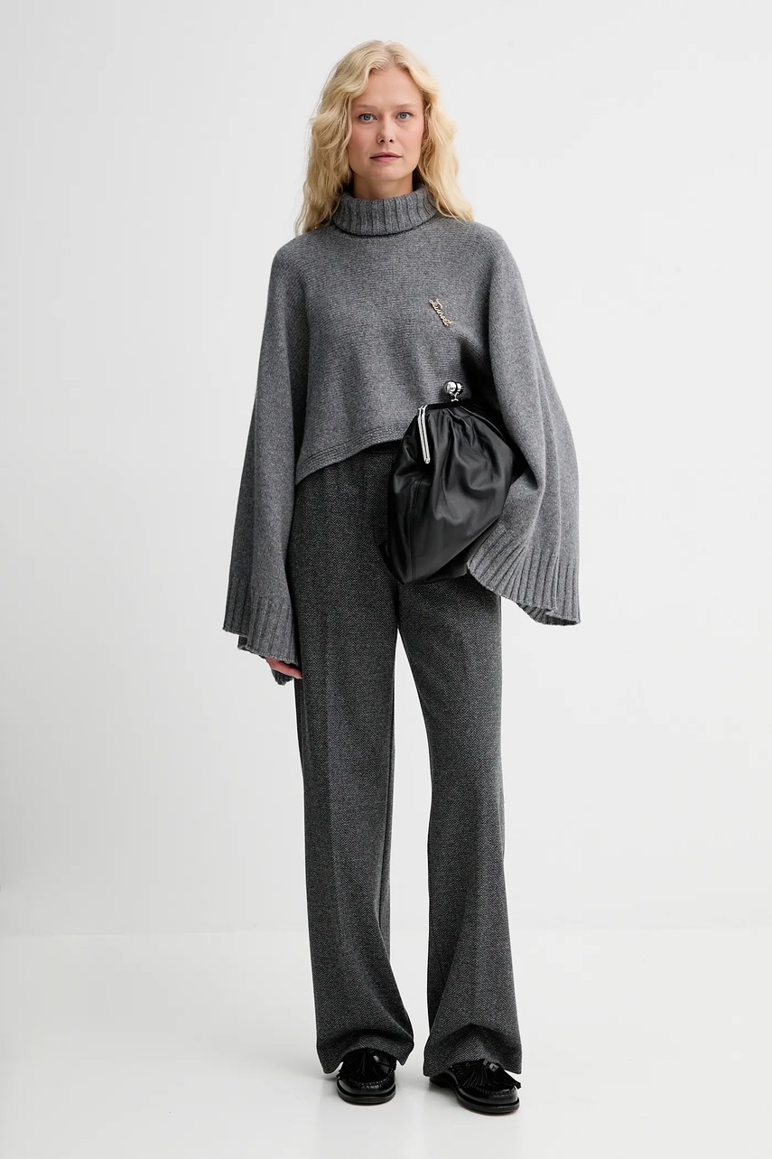 Брюки с добавлением шерсти Weekend Max Mara ZELMA цвет серый прямые высокая посадка 2525786042600