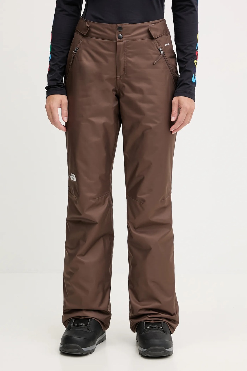 The North Face pantaloni de schi Sally Insulated culoarea maro, NF0A7WYJ1OI1