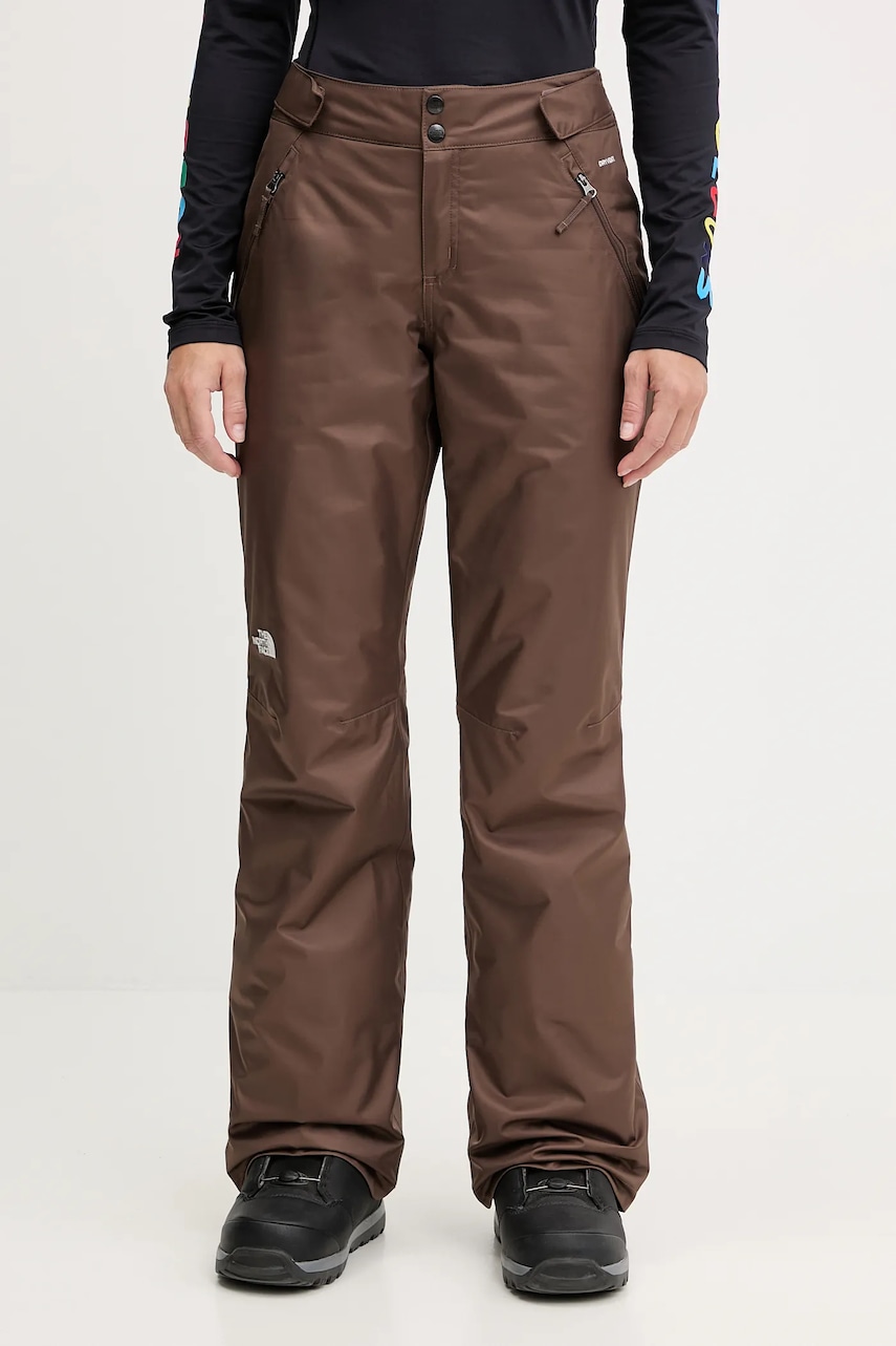 The North Face pantaloni de schi Sally Insulated culoarea maro, NF0A7WYJ1OI1