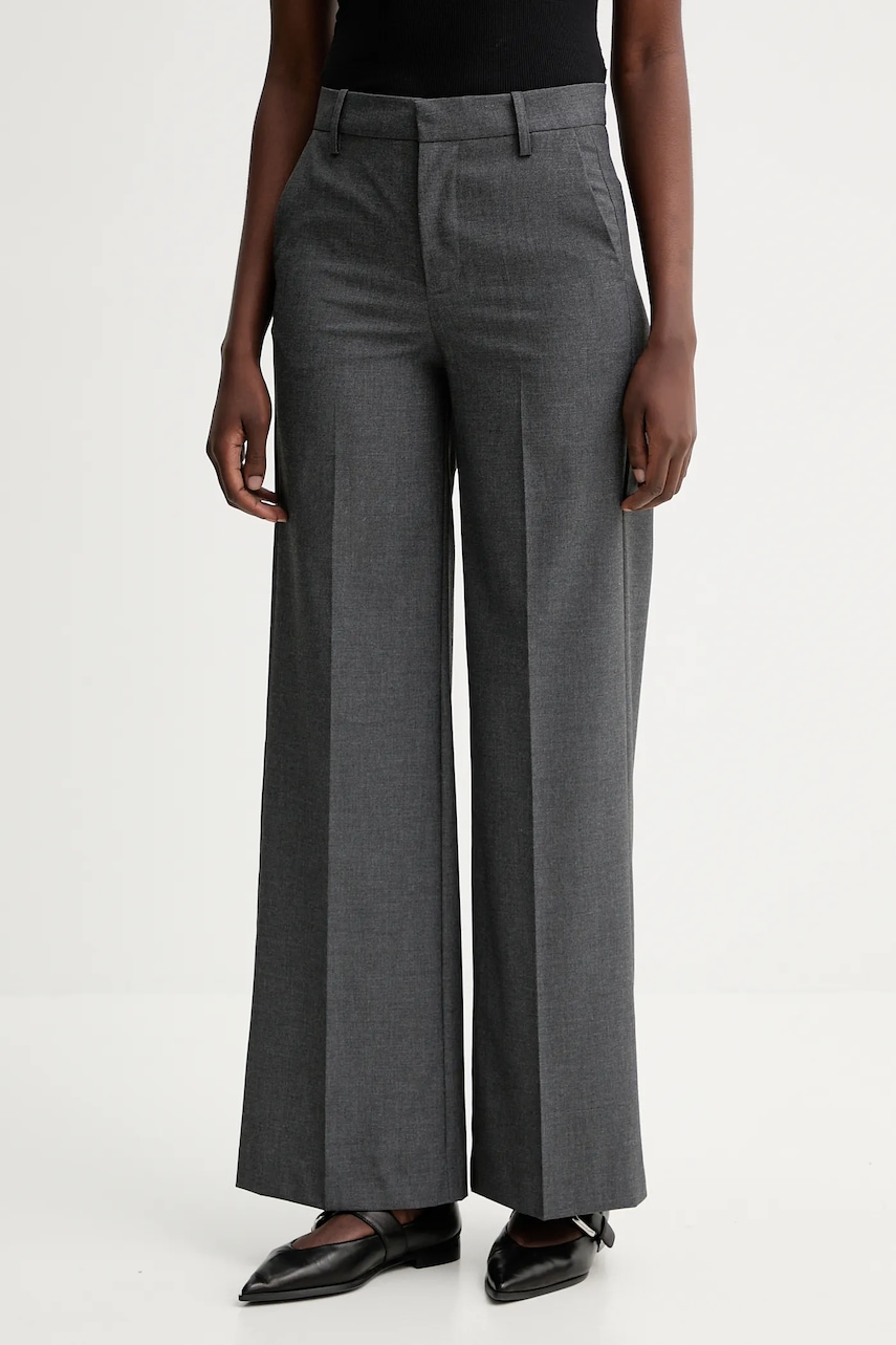 ZADIG&VOLTAIRE pantaloni culoarea gri, lat, high waist, WWPA01875