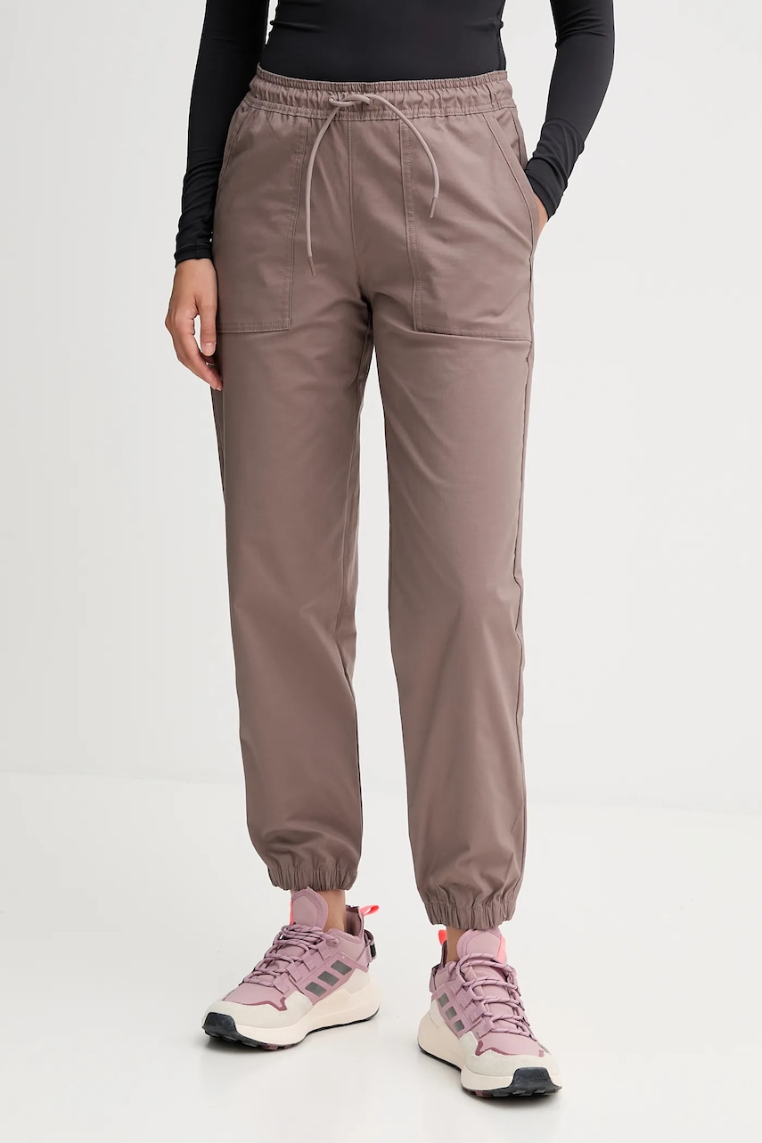 Levně Kalhoty Columbia ROC Ripstop dámské, hnědá barva, high waist, 2135771