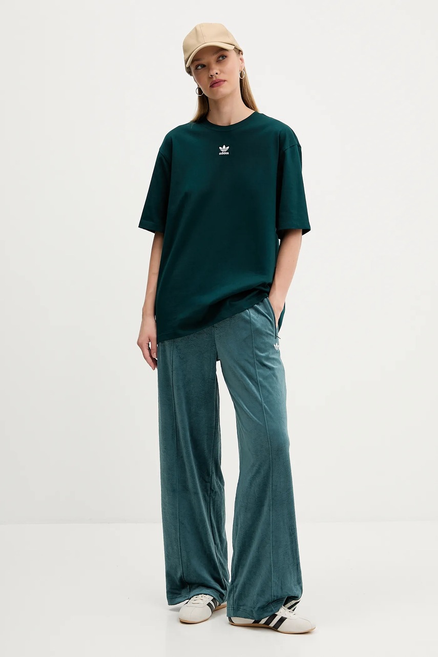 Спортивные штаны из велюра adidas Originals Fb Liberty Tp цвет зелёный с аппликацией JW5268