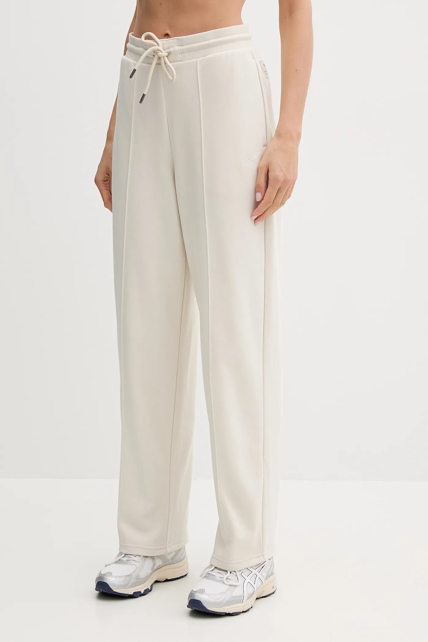 Puma pantaloni de trening culoarea bej, uni, 688129