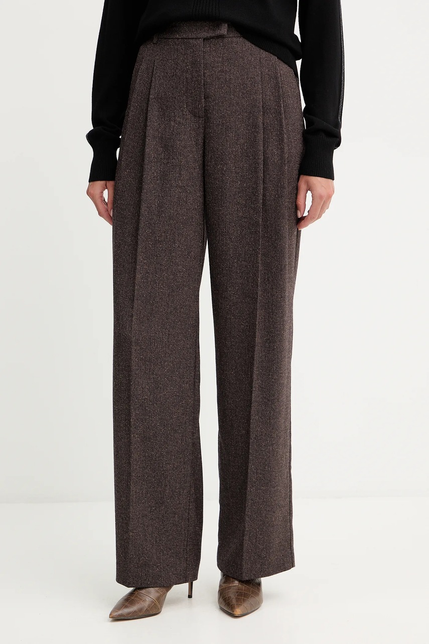 Levně Kalhoty Patrizia Pepe dámské, hnědá barva, high waist, 2P1700 A646