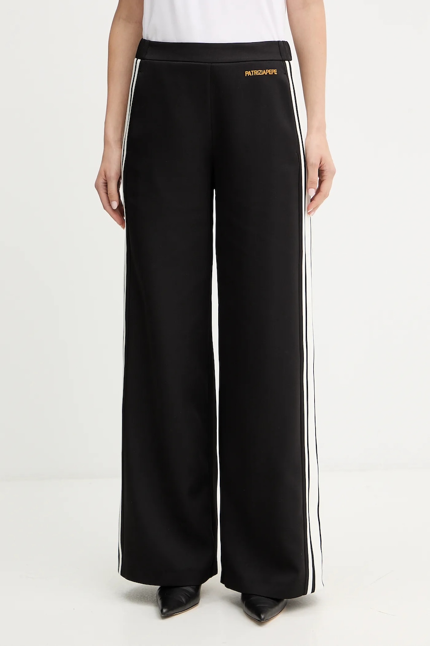 Levně Kalhoty Patrizia Pepe dámské, černá barva, široké, high waist, 2P1716 A664