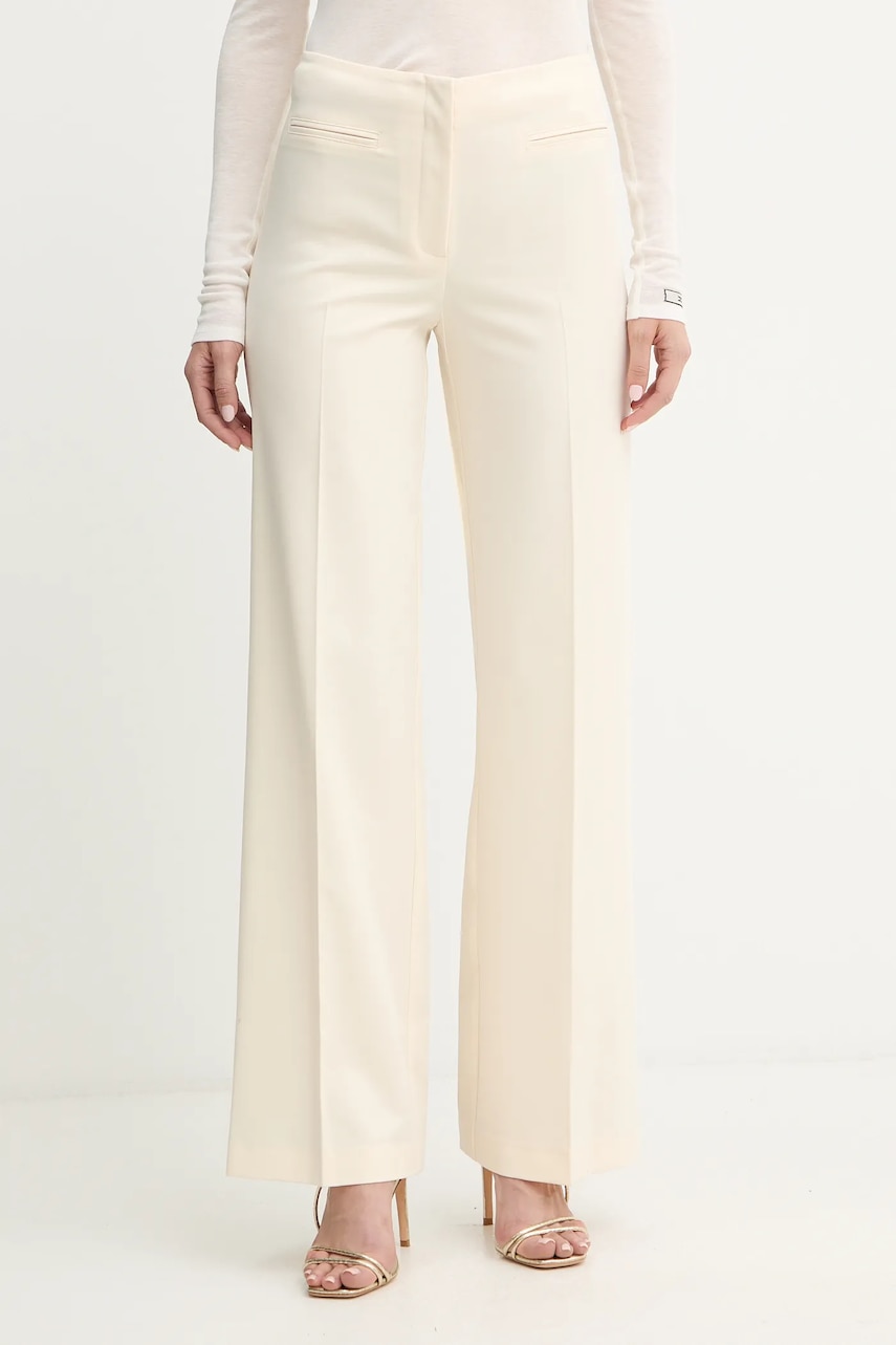 Levně Kalhoty Patrizia Pepe dámské, béžová barva, široké, high waist, 2P1725 A498