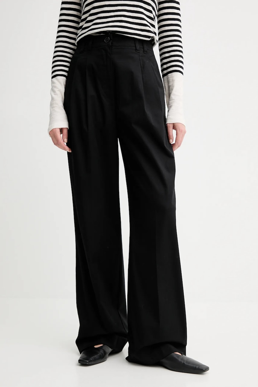 Levně Kalhoty Marc O'Polo dámské, černá barva, široké, high waist, 506034110105