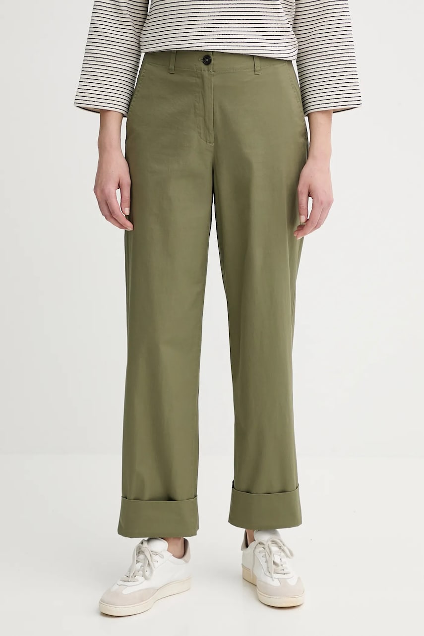 Marc O'Polo pantaloni culoarea verde, lat, high waist, 506034110243