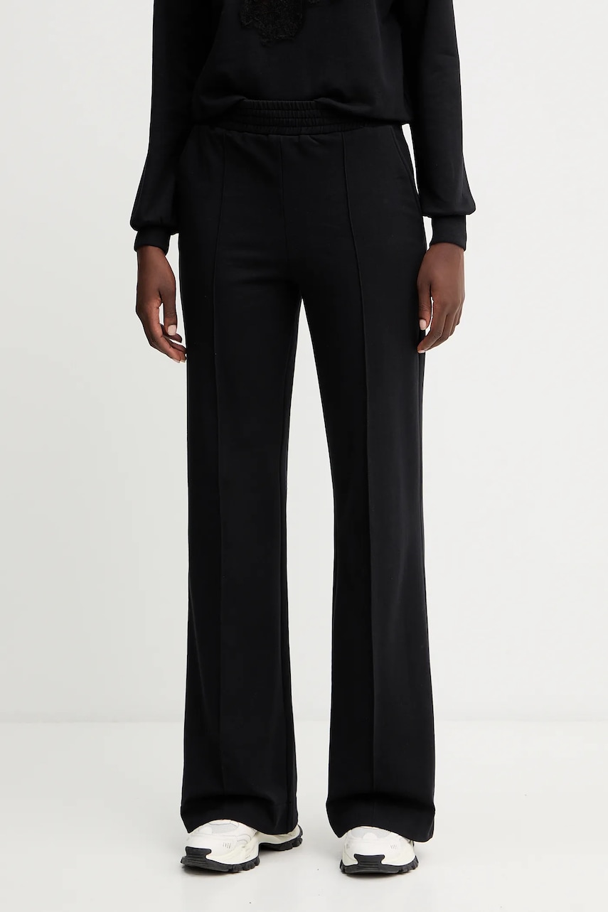 Ermanno Scervino pantaloni culoarea negru, lat, high waist, D474P606LEM