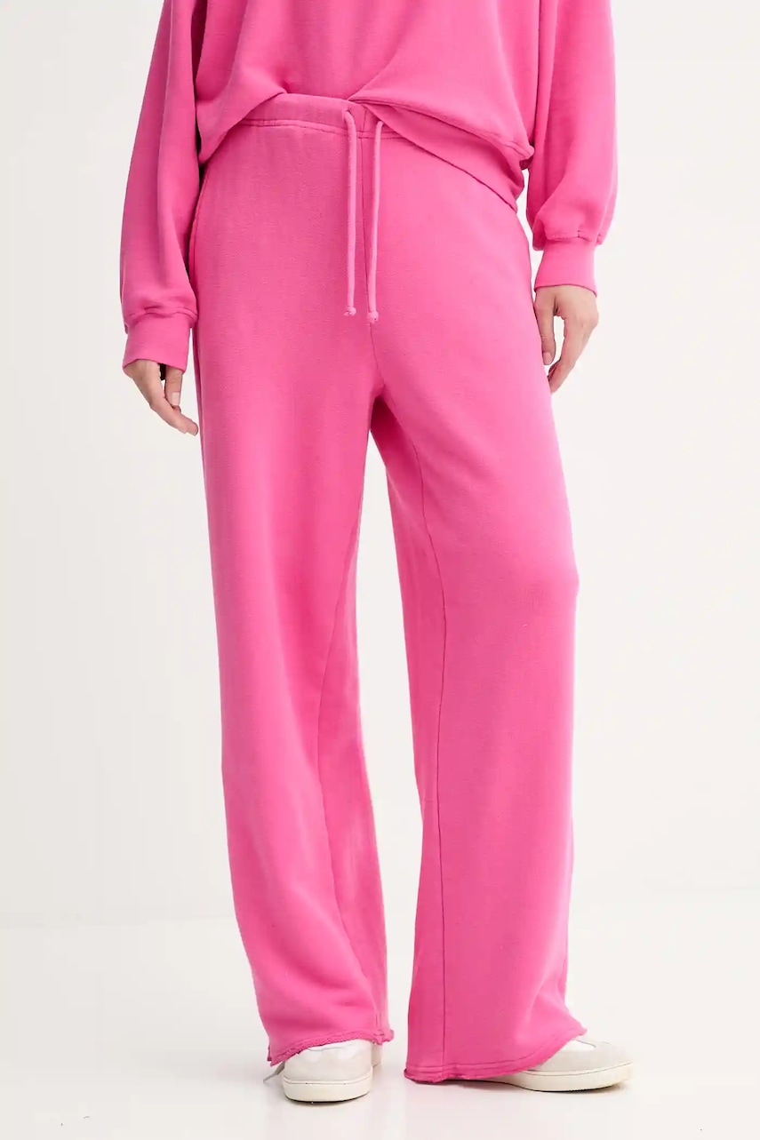 American Vintage pantaloni de trening culoarea roz, uni, ATU05B