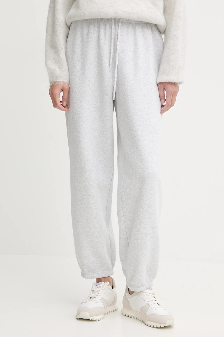 American Vintage pantaloni de trening culoarea gri, melanj, BAP05A