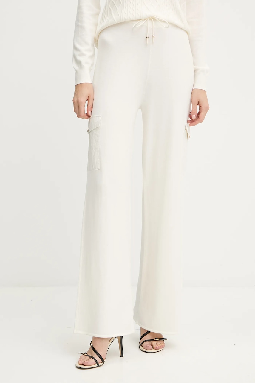 Levně Kalhoty Liu Jo dámské, béžová barva, široké, high waist, TF5041.MS75L