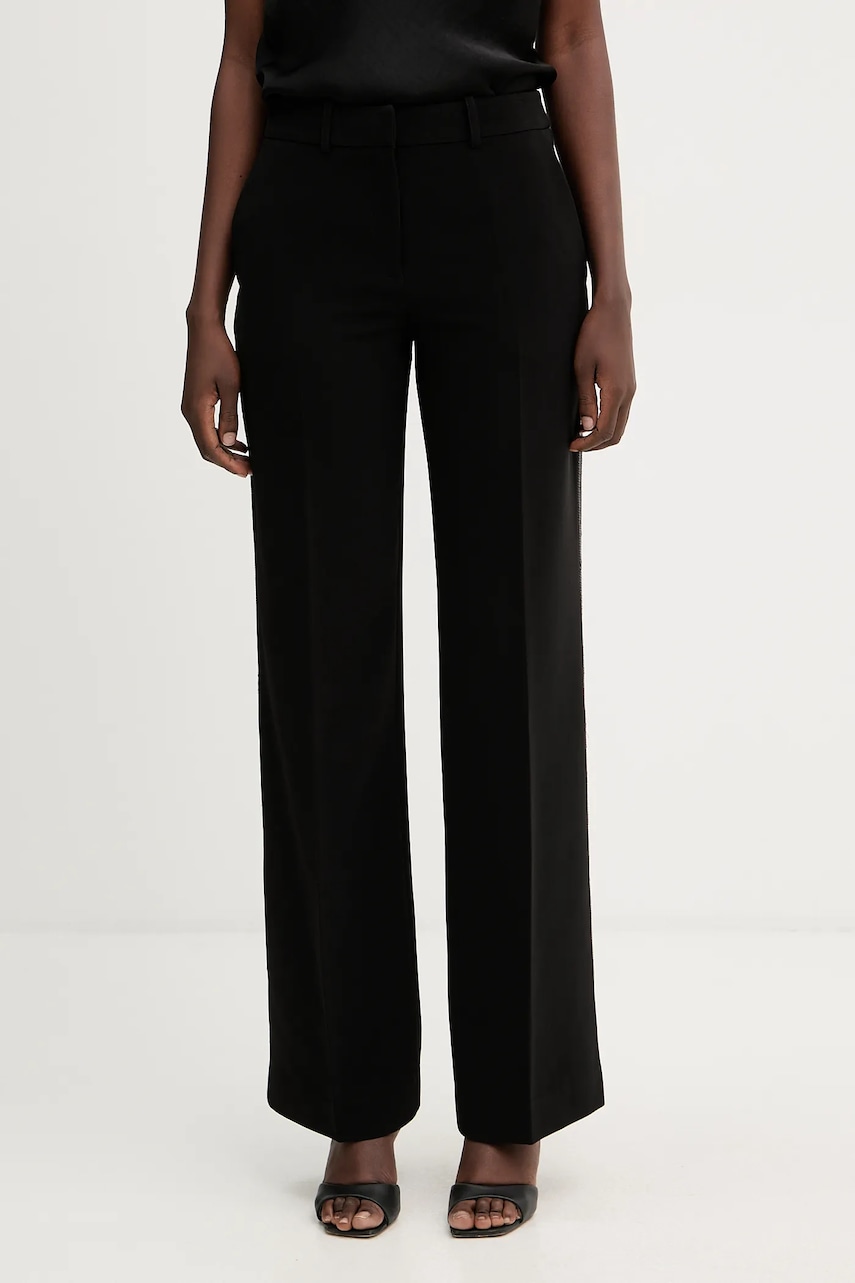 Ermanno Firenze pantaloni culoarea negru, drept, high waist, 57TP024EV0