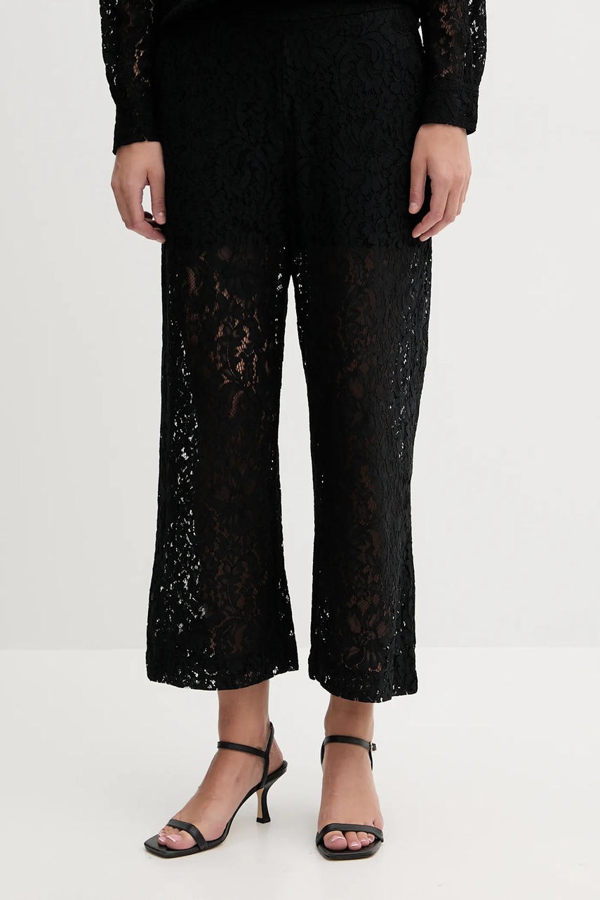 Dkny pantaloni culoarea negru, drept, high waist, DJ5P3081