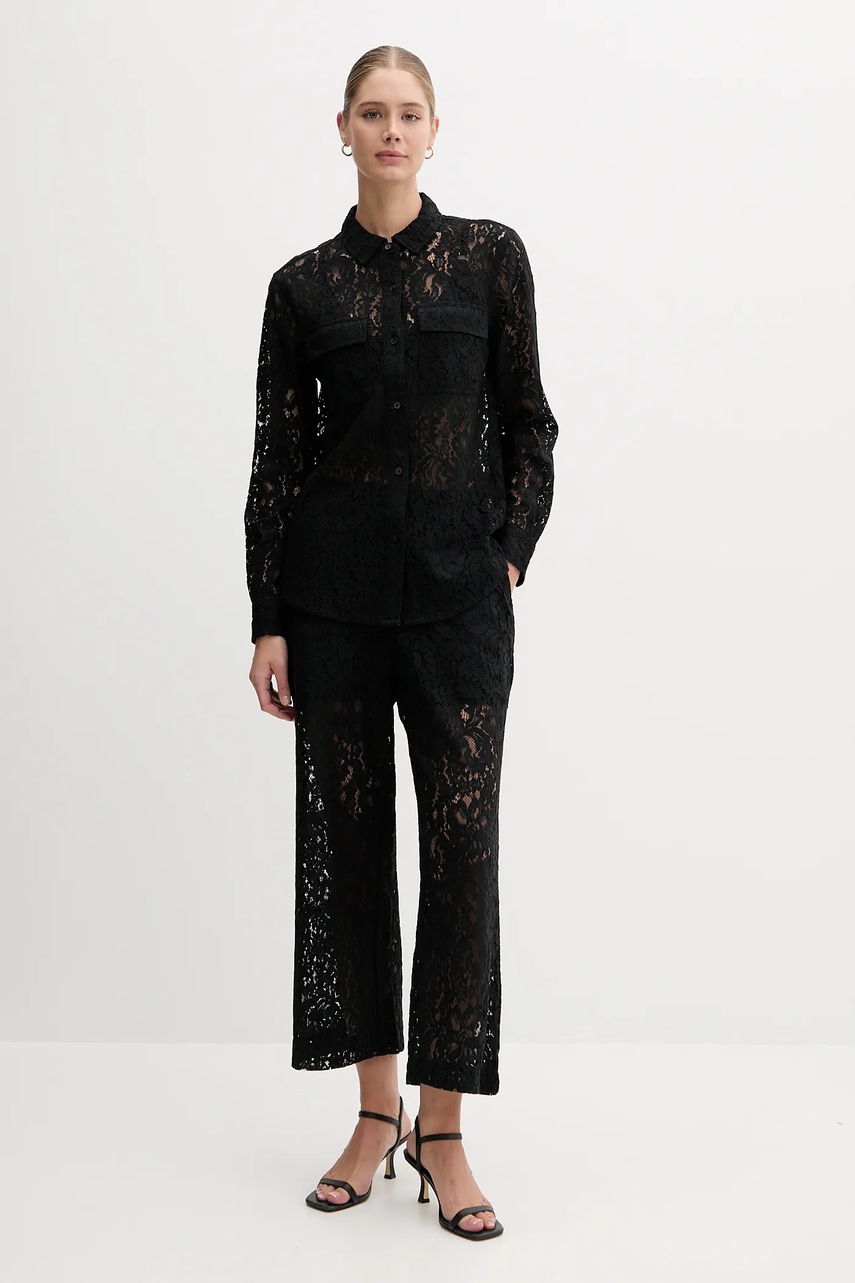 Брюки Dkny цвет чёрный прямые высокая посадка DJ5P3081