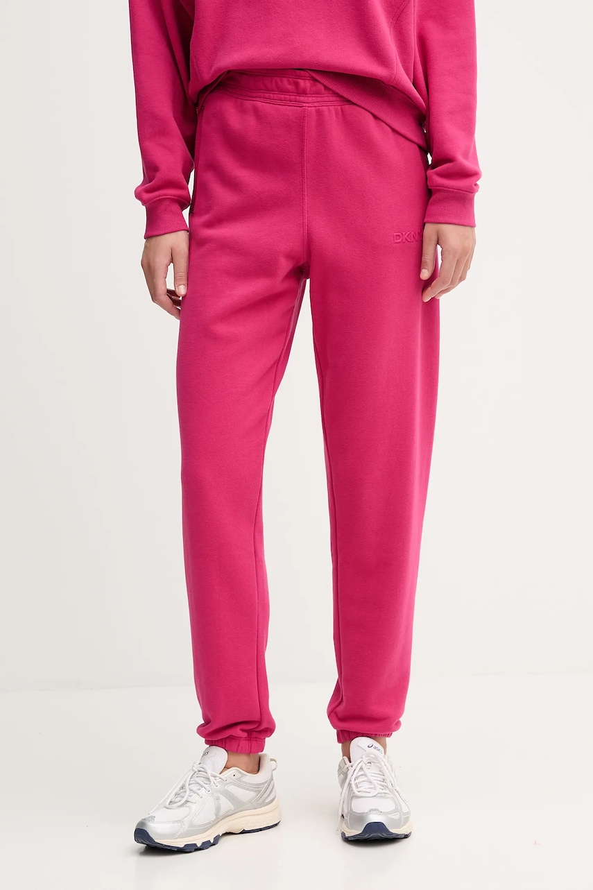 Dkny pantaloni de trening din bumbac culoarea roz, uni, DP5P3707