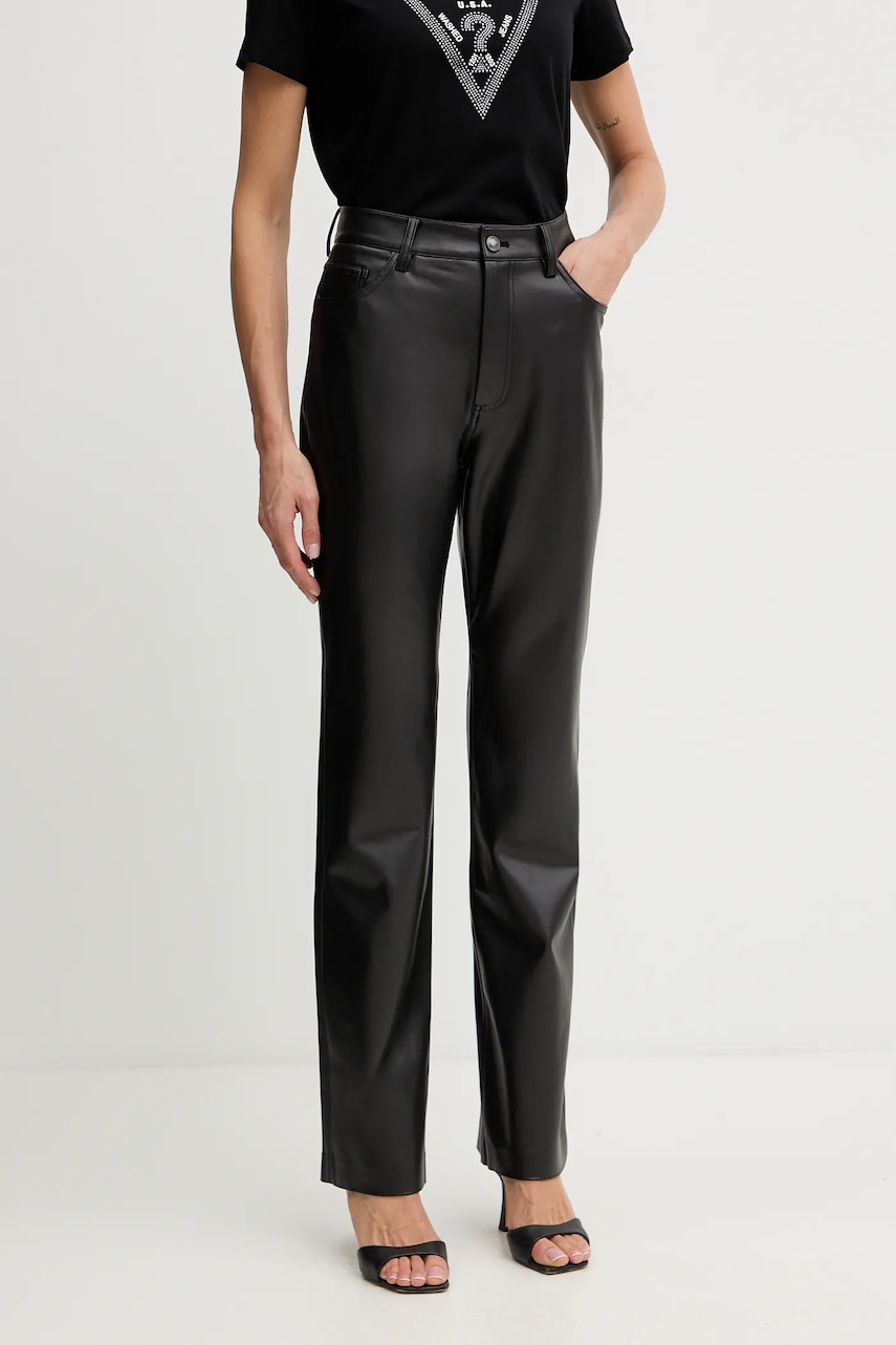 Levně Kalhoty Guess dámské, černá barva, high waist, W5BB75 K8S30