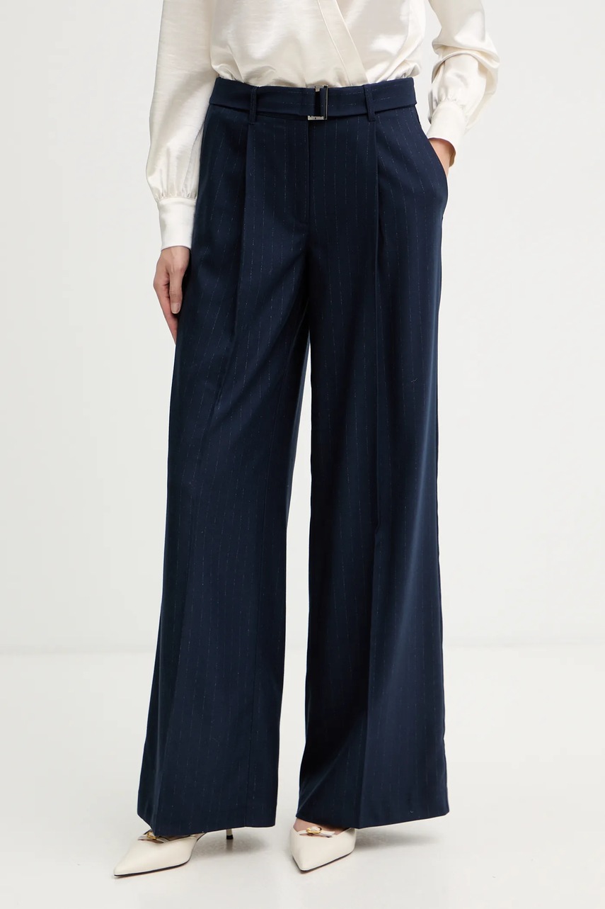 Levně Kalhoty Guess ZANITA dámské, tmavomodrá barva, široké, high waist, W5BB13 W2422