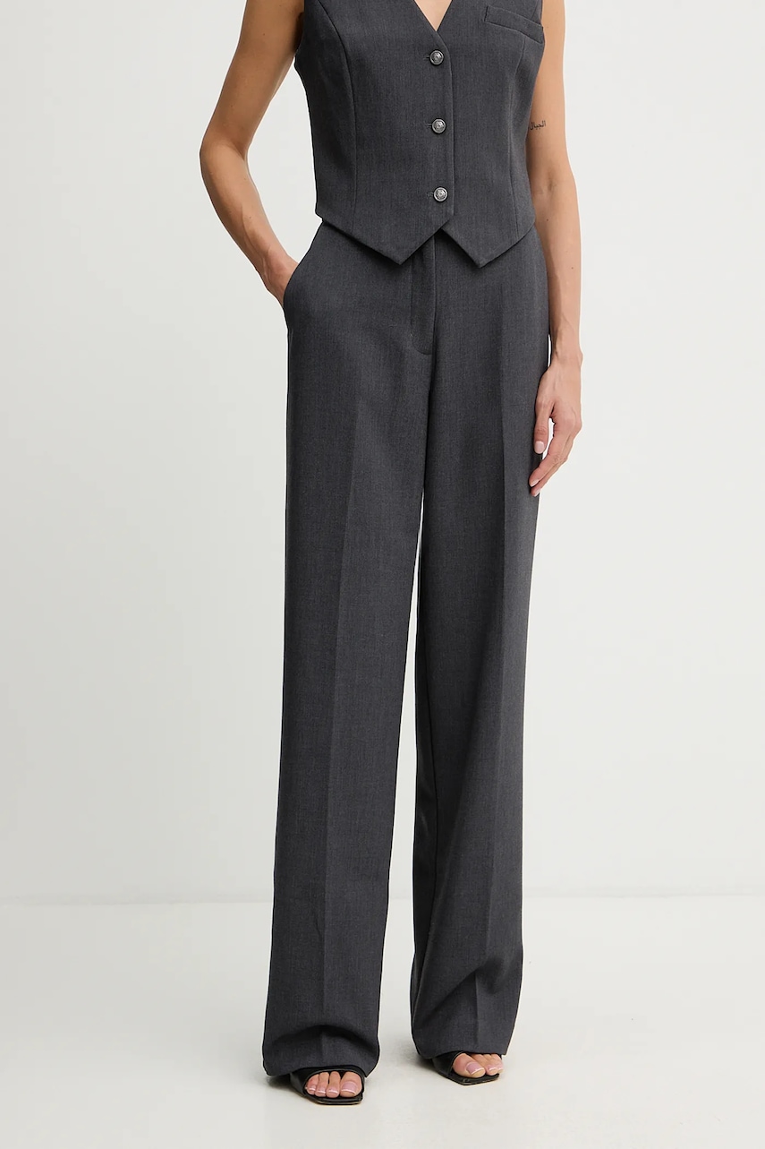 Levně Kalhoty Guess JOANDRA dámské, šedá barva, high waist, W5BB08 W2402