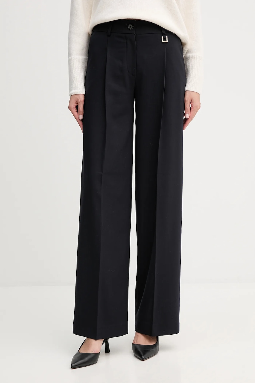 Levně Kalhoty Joop! dámské, tmavomodrá barva, široké, high waist, 30048839