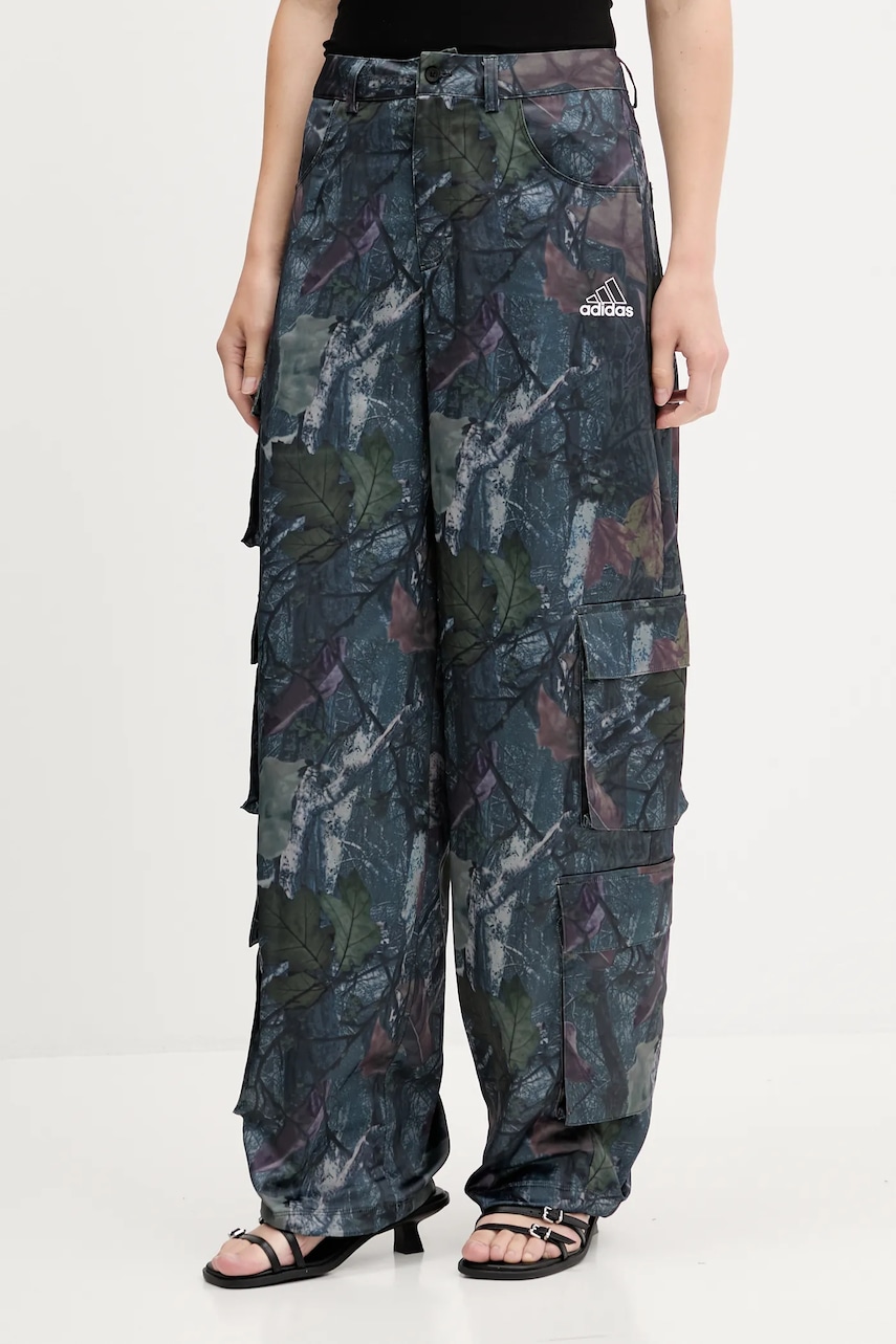 adidas Originals pantaloni Sat Cargo Pants culoarea verde, drept, high waist, KE3741