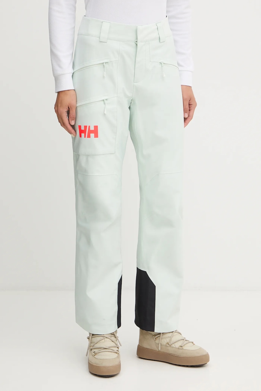 Helly Hansen pantaloni de schi POWDERQUEEN culoarea verde, 65925