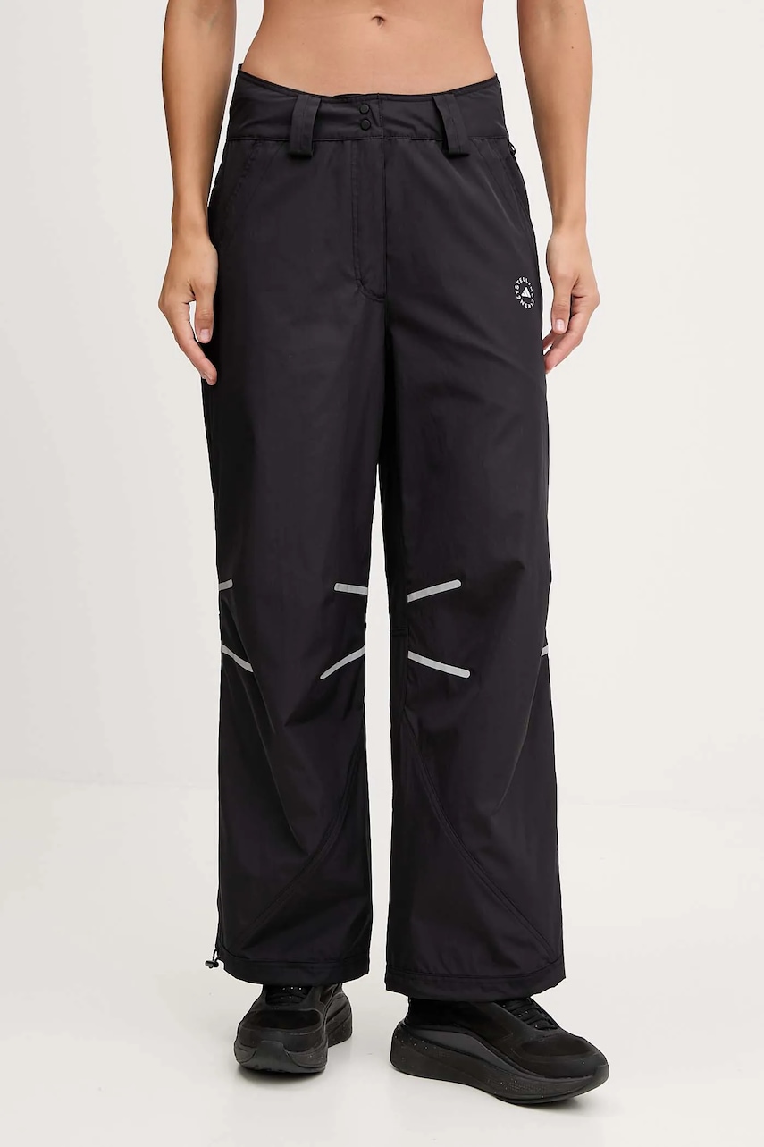 adidas by Stella McCartney pantaloni de antrenament culoarea negru, lat, high waist, JW2687