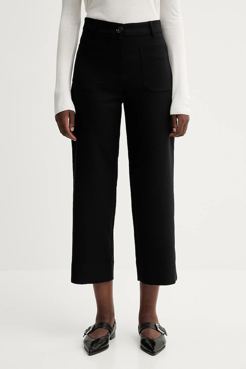 Sessun pantaloni culoarea negru, drept, high waist, 21507002